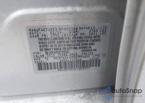 2014 Nissan Sentra S from USA, damaged, VIN 3N1AB7AP5EY205297